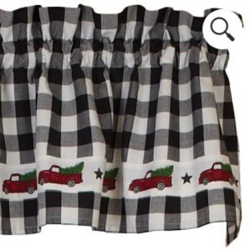 NEW! Buffalo Check Red Truck Window Valance